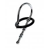 Серебристый уретральный плаг-бусины TOYFA Metal с мягким фиксириющим кольцом - ToyFa - купить с доставкой в Балаково