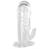 Прозрачная гелевая насадка с клиторальным отростком - 13 см. - Toyfa Basic - в Балаково купить с доставкой