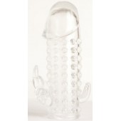 Гелевая прозрачная насадка с 2 отростками - 13 см. - Toyfa Basic - в Балаково купить с доставкой