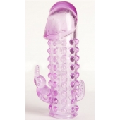 Закрытая фиолетовая насадка с 2 отростками - 13 см. - Toyfa Basic - в Балаково купить с доставкой