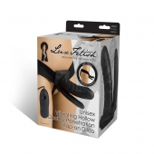 Полый страпон с двумя отростками и вибрацией Unisex Vibrating Hollow Strap-On Double Penetrating Dildo - 17,8 см. - Lux Fetish - купить с доставкой в Балаково