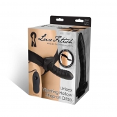 Чёрный полый страпон с вибрацией Unisex Vibrating Hollow Strap-On - 14 см. - Lux Fetish - купить с доставкой в Балаково