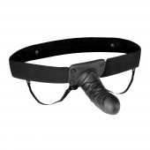 Чёрный полый страпон с вибрацией Unisex Vibrating Hollow Strap-On - 14 см. - Lux Fetish - купить с доставкой в Балаково