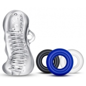 Набор для мужчин Jerk Off: мастурбатор и 3 эрекционных кольца - Blush Novelties - в Балаково купить с доставкой