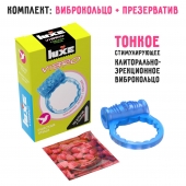 Голубое эрекционное виброкольцо Luxe VIBRO  Райская птица  + презерватив - Luxe - в Балаково купить с доставкой