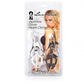 Металлические зажимы на соски в форме клевера с цепочкой - Lux Fetish - купить с доставкой в Балаково