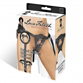 Черные трусики для страпона из патентованной кожи - Lux Fetish - купить с доставкой в Балаково