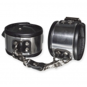 Эффектные серебристо-черные наручники с металлическим блеском - Sitabella - купить с доставкой в Балаково