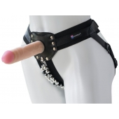 Черный пояс-трусики с насадкой  Гламур Dana  - 15,5 см. - LOVETOY (А-Полимер) - купить с доставкой в Балаково