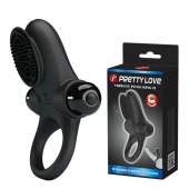 Черное эрекционное виброкольцо в клиторальной щеточкой Vibrant Penis Ring II - Baile - в Балаково купить с доставкой