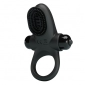 Черное эрекционное виброкольцо в клиторальной щеточкой Vibrant Penis Ring II - Baile - в Балаково купить с доставкой