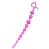 Розовая силиконовая анальная цепочка Long Sweety - 34 см. - ToyFa