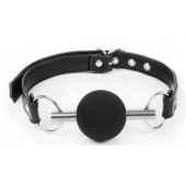 Черный силиконовый кляп-шарик на ремешке - Notabu - купить с доставкой в Балаково