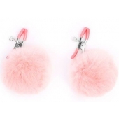 Зажимы для сосков с розовым пушком - Notabu - купить с доставкой в Балаково