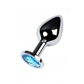 Серебристая конусовидная анальная пробка с голубым кристаллом - 8 см. - ToyFa - купить с доставкой в Балаково