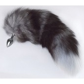 Серебристая анальная пробка с пушистым хвостом - Sitabella - купить с доставкой в Балаково