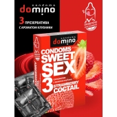 Презервативы для орального секса DOMINO Sweet Sex с ароматом клубничного коктейля  - 3 шт. - Domino - купить с доставкой в Балаково