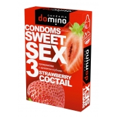Презервативы для орального секса DOMINO Sweet Sex с ароматом клубничного коктейля  - 3 шт. - Domino - купить с доставкой в Балаково