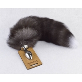 Серебристая анальная пробка с пушистым хвостиком - Sitabella - купить с доставкой в Балаково