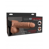 Кофейный перезаряжаемый вибрострапон 7  Hollow Rechargeable Strap-on with Balls - 20,3 см. - Pipedream - купить с доставкой в Балаково