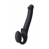 Черный безремневой страпон Silicone Bendable Strap-On M - Strap-on-me - купить с доставкой в Балаково