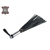 Черный кистевой флогер с серебристой ручкой - 23 см. - Sitabella - купить с доставкой в Балаково