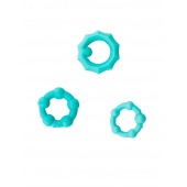 Набор из 3 бирюзовых рельефных эрекционных колец - Sitabella - в Балаково купить с доставкой