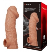 Телесная насадка на фаллос с отверстием для мошонки EXTREME SLEEVE - 17,6 см. - KOKOS - в Балаково купить с доставкой