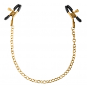 Чёрные с золотом зажимы на соски Gold Chain Nipple Clamps - Pipedream - купить с доставкой в Балаково