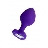 Фиолетовая анальная втулка Diamond Heart с прозрачным кристаллом - 8 см. - ToyFa - купить с доставкой в Балаково