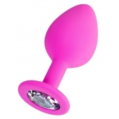 Розовая анальная втулка Brilliant с прозрачным кристаллом - 8 см. - ToyFa - купить с доставкой в Балаково