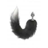 Серебристая анальная пробка с черным хвостом Galaxy - Lola Games - купить с доставкой в Балаково