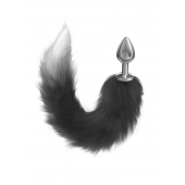 Серебристая анальная пробка с черным хвостом Starlit - Lola Games - купить с доставкой в Балаково