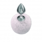 Серебристая анальная пробка с белым пушистым хвостиком Twinkle - Lola Games - купить с доставкой в Балаково