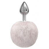 Серебристая анальная пробка с белым пушистым хвостиком Twinkle - Lola Games - купить с доставкой в Балаково