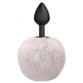 Черная анальная пробка с белым пушистым хвостиком Fluffy - Lola Games