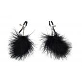 Зажимы на соски с черным пухом Euphoric - Lola Games - купить с доставкой в Балаково