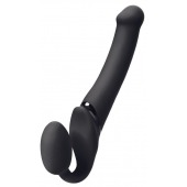 Черный безремневой вибрострапон Silicone Bendable Strap-On M - Strap-on-me - купить с доставкой в Балаково