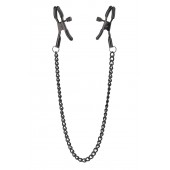 Черные зажимы на соски на цепочке BLAZE DELUXE NIPPLE CLAMPS - Dream Toys - купить с доставкой в Балаково