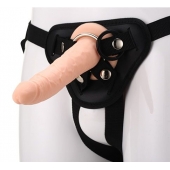 Телесный страпон на черных трусиках STRAP ON REAL DILDO - 20 см. - Dream Toys - купить с доставкой в Балаково