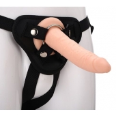 Телесный страпон на черных трусиках STRAP ON REAL DILDO - 20 см. - Dream Toys - купить с доставкой в Балаково