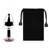 Серебристая анальная пробка с красным стразом - 7,2 см. - Anal Jewelry Plug - купить с доставкой в Балаково