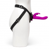 Лиловый страпон Rechargeable Vibrating Strap-On Harness Set - 17,6 см. - Happy Rabbit - купить с доставкой в Балаково