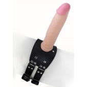 Черный узкий пояс на бедро с телесной насадкой - LOVETOY (А-Полимер) - купить с доставкой в Балаково