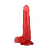 Малиновый гелевый фаллоимитатор на присоске - 17,5 см. - Джага-Джага