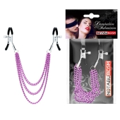 Оригинальные зажимы на соски с тройной розовой цепочкой - Notabu - купить с доставкой в Балаково