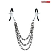 Оригинальные зажимы на соски с тройной короткой цепочкой - Notabu - купить с доставкой в Балаково