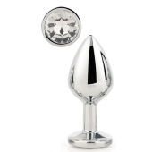 Серебристая анальная втулка с прозрачным кристаллом - 7,1 см. - Dream Toys - купить с доставкой в Балаково