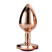 Золотистая анальная втулка с кристаллом-сердечком розового цвета - 7,1 см. - Dream Toys - купить с доставкой в Балаково