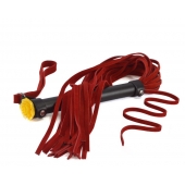 Красная многохвостая плеть с розой на рукояти - 60 см. - Sitabella - купить с доставкой в Балаково